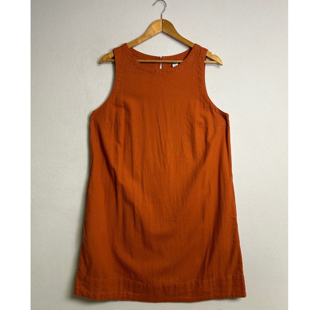 Boho Minimalist Old Navy Womens L Tall Burnt Orange Linen Blend Shift Dress